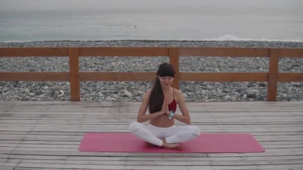 Doğada kadın meditasyon. — Stok video