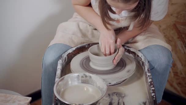 Ceramista professionista che lavora con ceramica . — Video Stock