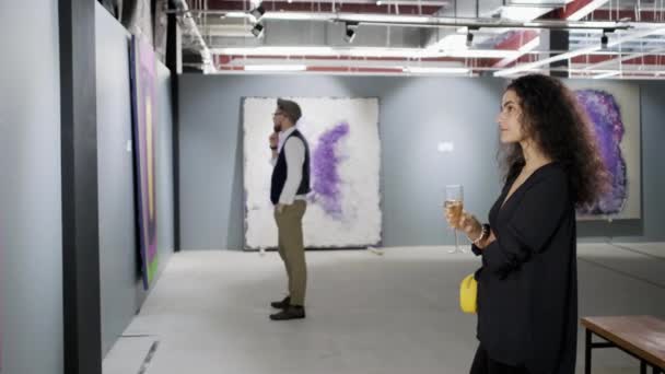 Mujer tratando de entender el concepto de pintura — Vídeo de stock