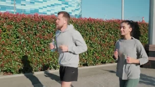 Joggen in de ochtend om fit te blijven — Stockvideo