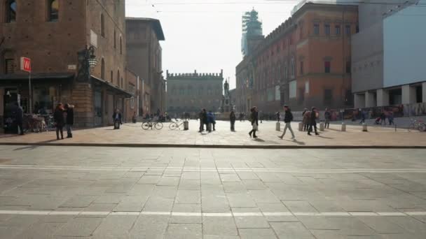 Piazza del Nettuno, Bologna, Olaszország — Stock videók