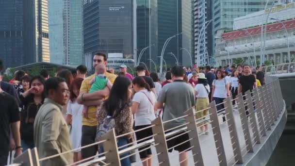 SINGAPORE - 10 de janeiro de 2020: viajantes multinacionais e moradores da cidade no centro da cidade durante o dia — Vídeo de Stock