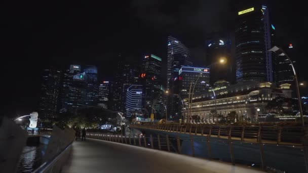 싱가포르 저녁 전망 메리언 파크 및 도시 사업 지구 — 비디오