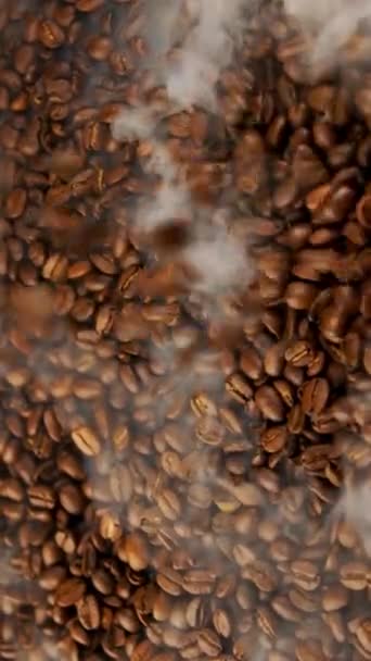 Vertical Cámara Lenta Granos Café Cayendo Semillas Café Ecológico — Vídeo de stock