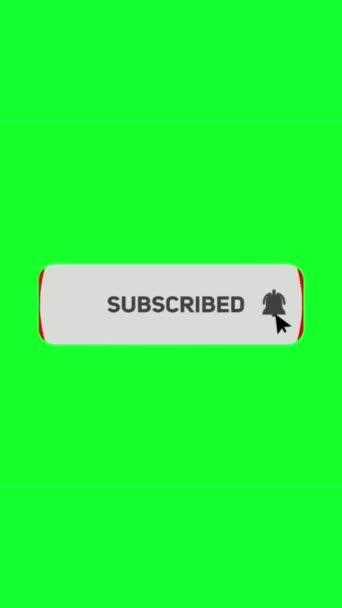 动画Youtube订阅按钮用于视频覆盖 像订阅贝尔通知按钮一样 订阅频道 绿色屏幕 绿色背景 — 图库视频影像