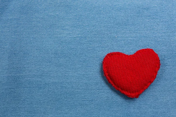 Blue Denim Red Heart Stock Picture