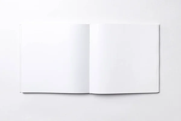 Blank Open Square Book White Background Mock Top View Stock Picture