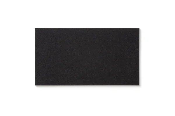 Blanco Zwart Visitekaartje Geïsoleerd Witte Achtergrond Bovenaanzicht Standaardmaat Stijlvolle Getextureerde — Stockfoto
