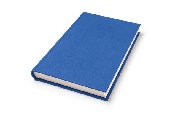 Blue Lying Book Isolated Perspective View Cover Made Natural Linen Stock Image