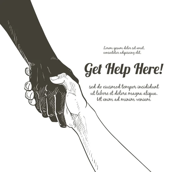 Helping hand vector. Gesture, sign of help and hope. Royalty Free Stock Illustrations