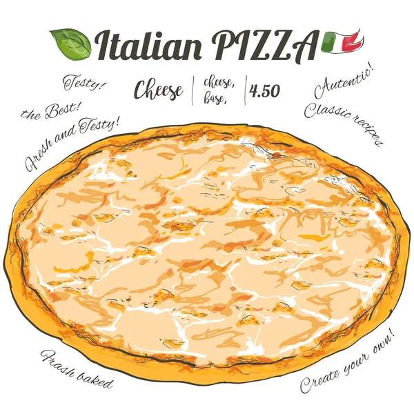 Fetta vettoriale pizza su sfondo bianco vista dall'alto — Vettoriale Stock