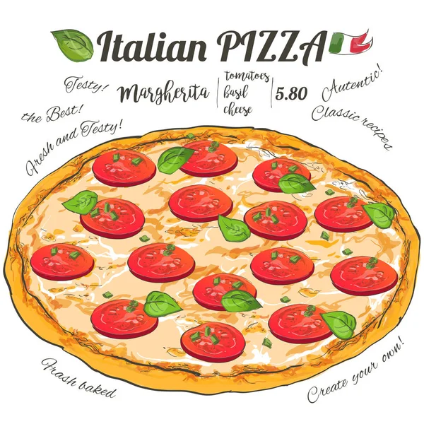 Διάνυσμα φέτα πίτσα σε λευκό φόντο το top view — Διανυσματικό Αρχείο