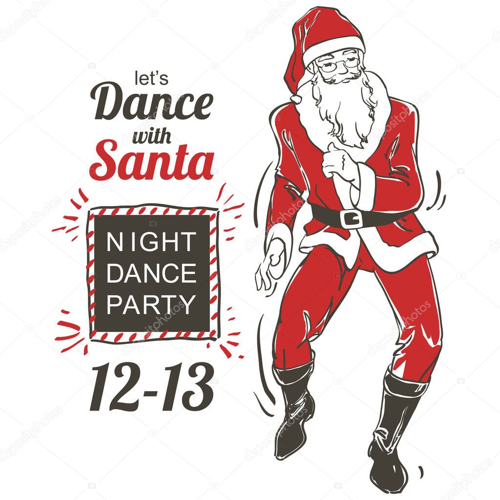 Vector Dancing Santa Claus and young people