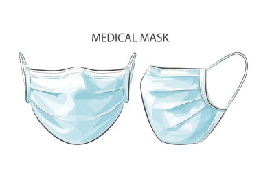Yüksek hava kirliliğine karşı korunmak için tek kullanımlık tıbbi yüz maskesi takan vektör.