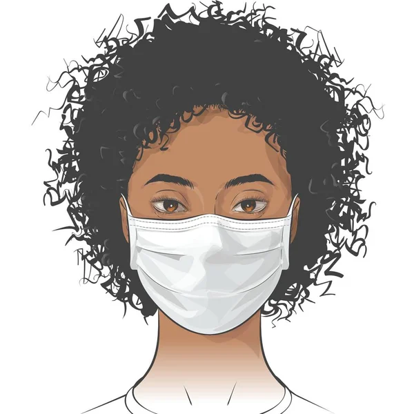 Vector person wearing disposable medical surgical face mask to protect against high air toxic pollution city — Stock Vector