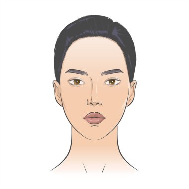 Orta Doğulu Arap kadın. Vektör çizgisi çizimi.