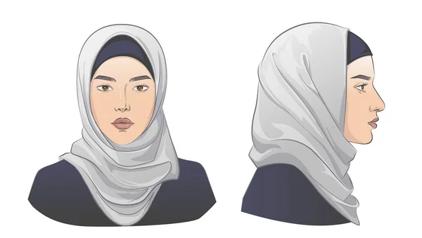 Wanita Arab Timur Tengah. Ilustrasi sketsa garis vektor. - Stok Vektor