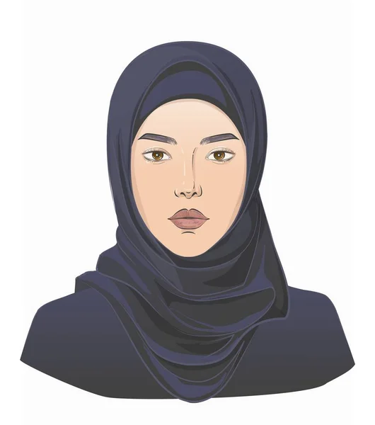 Orta Doğulu Arap kadın. Vektör çizgisi çizimi. — Stok Vektör