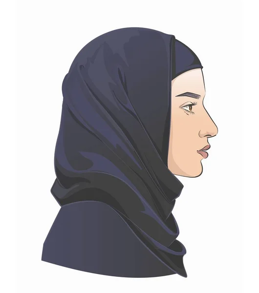 Mujer árabe de Oriente Medio. Dibujo de línea vectorial ilustración . — Archivo Imágenes Vectoriales