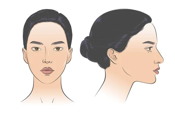 Mujer árabe de Oriente Medio. Dibujo de línea vectorial ilustración . — Vector de stock