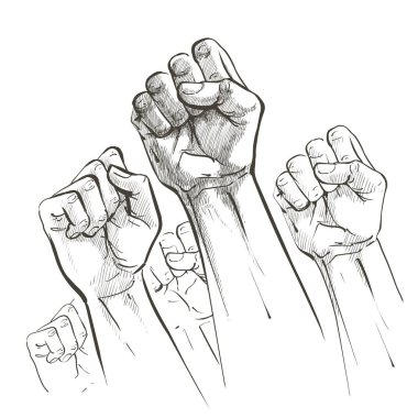 Vector Hand raised air fighting for human rights clipart