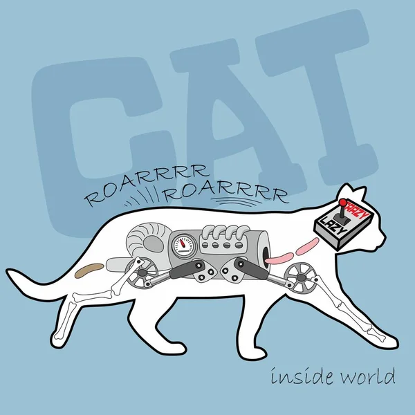 çılgın kedi iç dünyasında bir baskı bir komik karikatür örnek içindir
