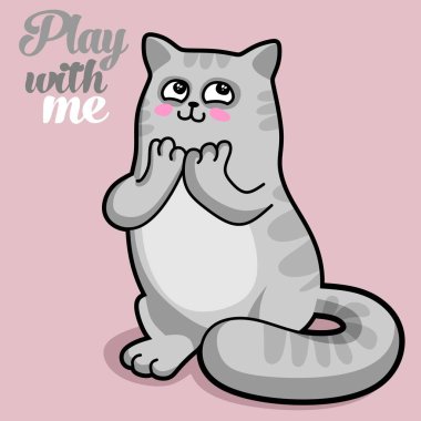 Kawaii Şirin Kedicik Oynuyor - Giysiler için Şık Yazıcı