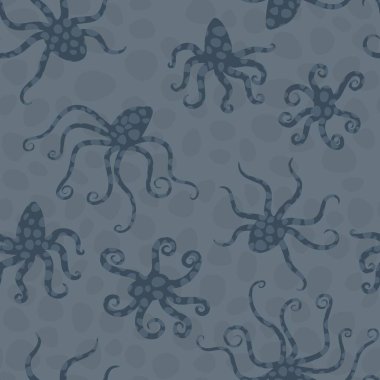 Deniz ahtapotları - tekstil üzerindeki baskı için deniz tarzı kusursuz desen
