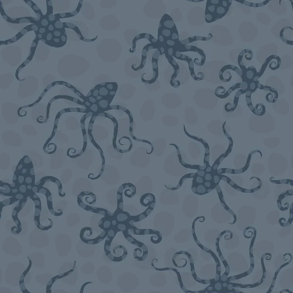 Deniz ahtapotları - tekstil üzerindeki baskı için deniz tarzı kusursuz desen