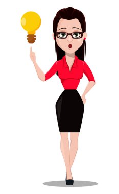 Seksi Sekreter. İyi bir fikir sahip office stili giysili güzel office Yardımcısı. Beyaz arka plan üzerinde vektör çizim