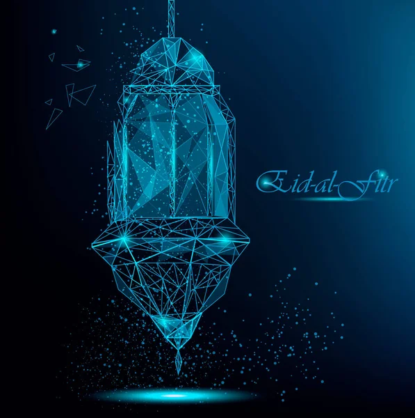 Tarjeta Felicitación Eid Fitr Con Linterna Árabe Tradicional Linterna Ruptura — Archivo Imágenes Vectoriales