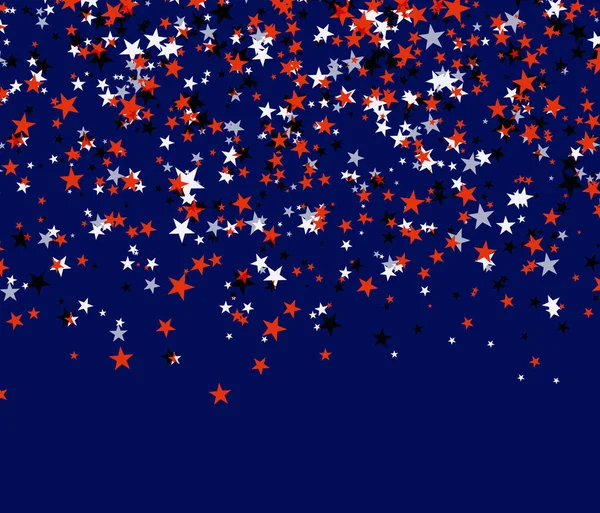 Red, black and white stars in national USA flag colors. Usable as a background for Independence (Memorial, Labor, Constitution, Patriot) day. Vector illustration on blue background