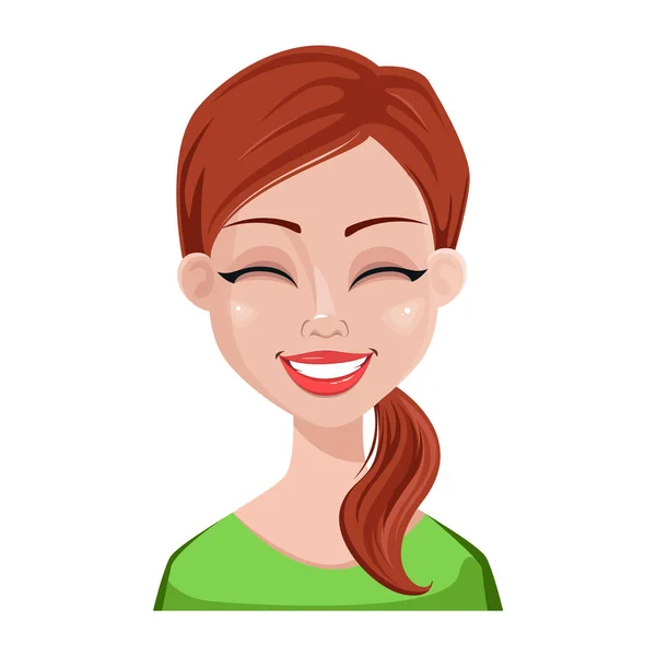 Gesichtsausdruck Einer Putzfrau Mit Braunen Haaren Weibliche Emotion Lachend Schöne — Stockvektor