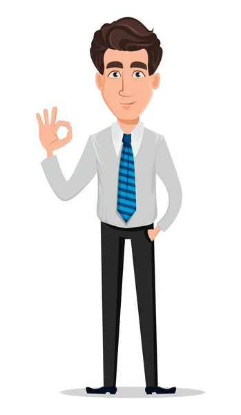 Business Man Office Style Clothes Businessman Banker Manager Cartoon Character — Stock Vector