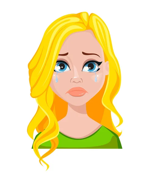 Expression Faciale Une Étudiante Aux Cheveux Blonds Émotion Féminine Pleurs — Image vectorielle