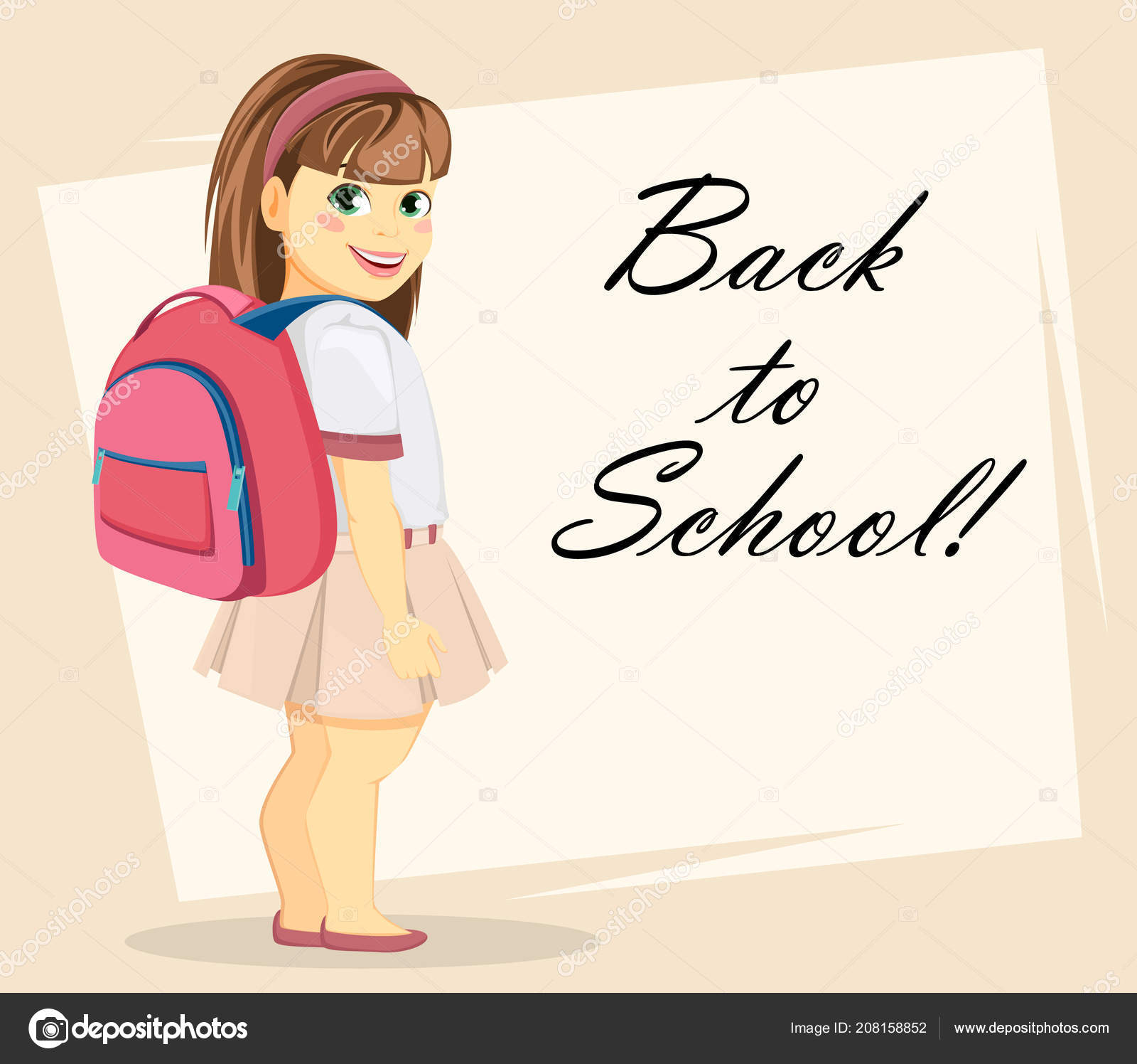 Welcome Back School Greeting Card Poster Flyer Girl Ready School Vector Image By C Vectorkif Vector Stock