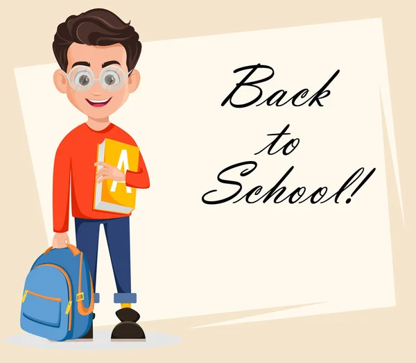 Welcome Back School Boy Ready School Cartoon Character Holding Book Stock Vector Image By C Vectorkif