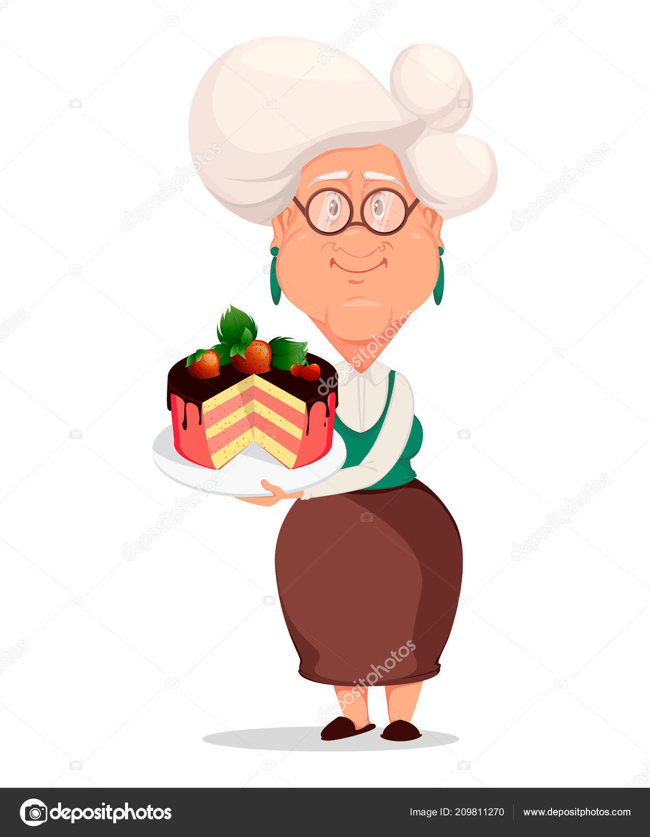 Grandmother Wearing Eyeglasses Silver Haired Grandma Cartoon Character  Holding Plate Stock Vector Image by ©VectorKIF #209811270