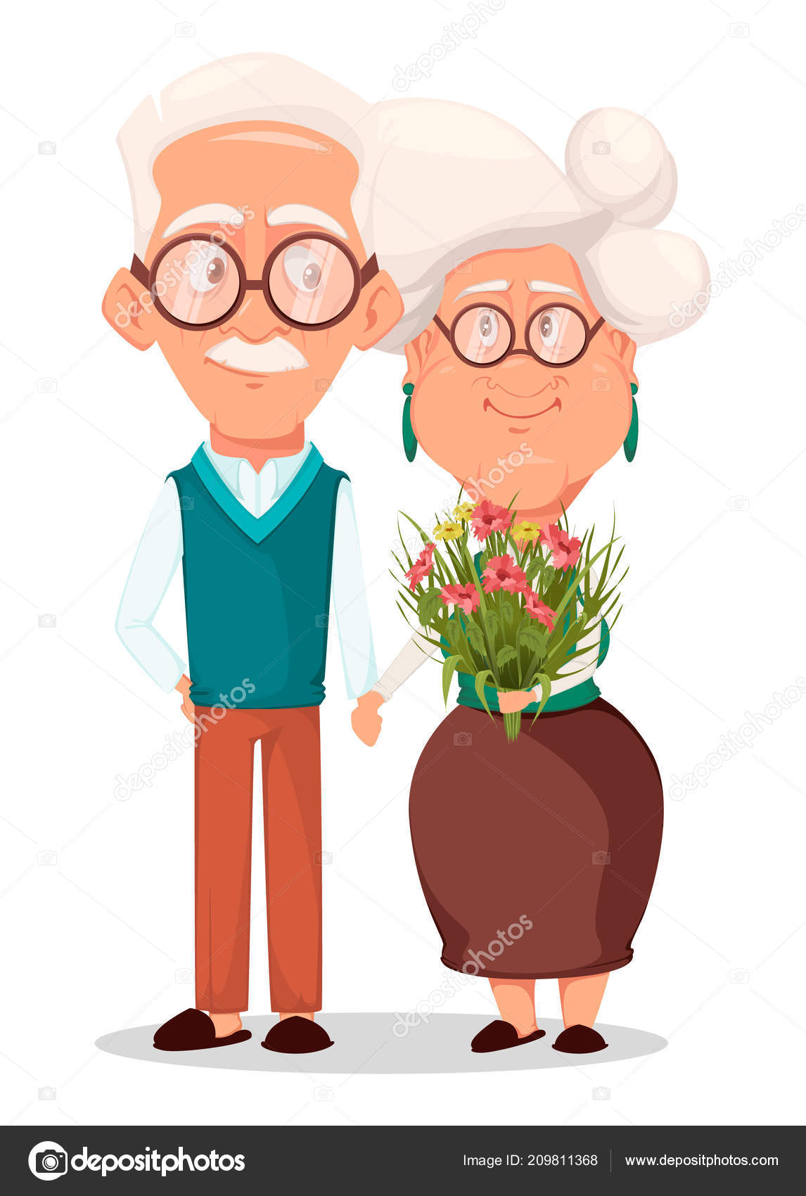 Grandmother Grandfather Together Silver Haired Grandma Grandpa Cartoon  Characters Vector Stock Vector Image by ©VectorKIF #209811368