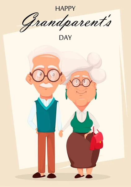 Grandparents Day Greeting Card Grandmother Grandfather Together Silver Haired Grandma — Stock Vector