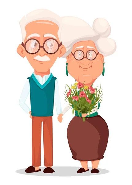 Γιαγιά Και Παππού Μαζί Ασημένια Μαλλιά Γιαγιά Και Παππούς Χαρακτήρες — Διανυσματικό Αρχείο