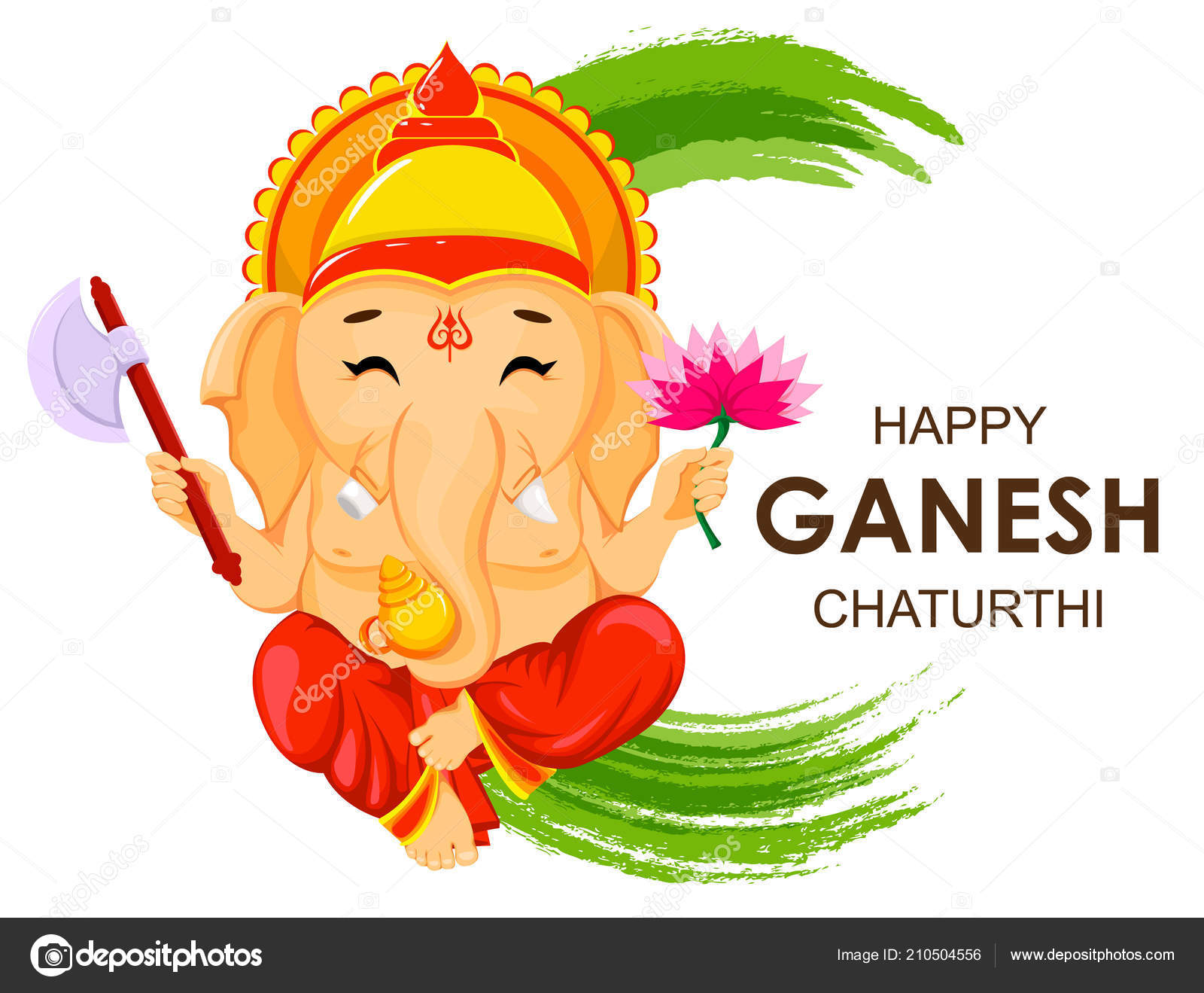 Happy Ganesh Chaturthi Tervehdyskortti Perinteisille Intiaanifestivaaleille  Istuva Lordi Ganesha Kukka — kuvapankkivektori ©VectorKIF 210504556