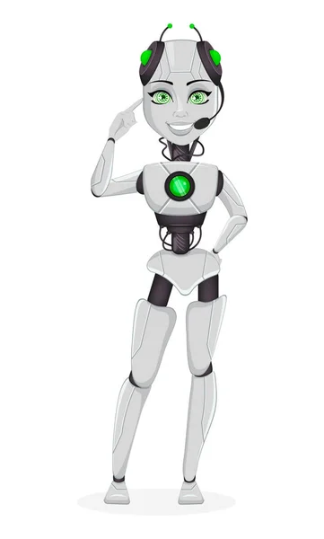 Robot Umělou Inteligencí Ženských Bot Roztomilý Kreslený Charakter Směřující Její — Stockový vektor