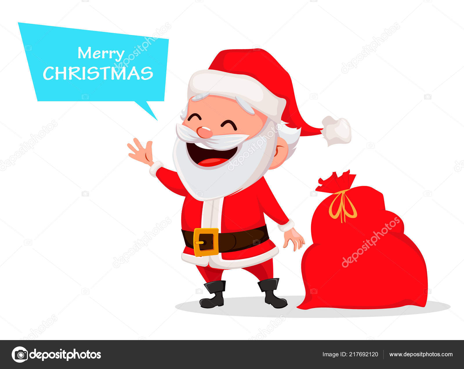 Merry Christmas Funny Santa Claus Cheerful Cartoon Character