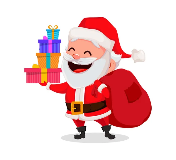 Feliz Navidad Papá Noel Gracioso Alegre Personaje Dibujos Animados Con — Vector de stock