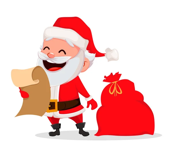 Joyeux Noël Drôle Père Noël Joyeux Personnage Dessin Animé Tenant — Image vectorielle