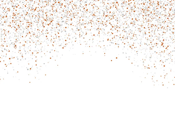 Confettis Orange Gris Tombant Ciel Sur Fond Blanc Résumé Contexte — Image vectorielle