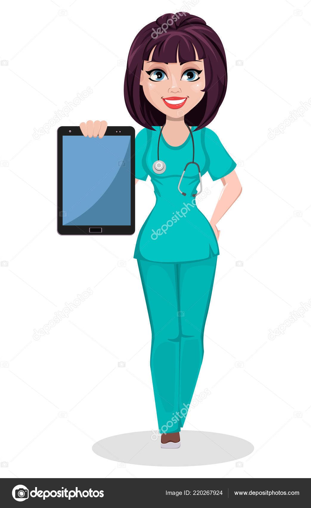 Personagem de desenho animado de médica bonita