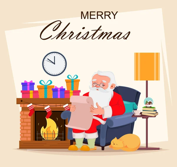 Joyeux Noël Carte Voeux Avec Père Noël Personnage Bande Dessinée — Image vectorielle