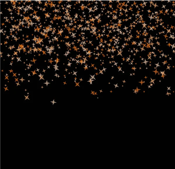 Goldene Schneeflocken Fallen Vom Himmel Auf Schwarzem Hintergrund Abstrakter Hintergrund — Stockvektor